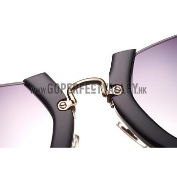 Miu Miu Rounded Cut Off Cat-Eye Black Sunglasses 308040