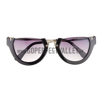 Miu Miu Rounded Cut Off Cat-Eye Black Sunglasses 308040