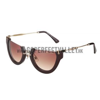 Miu Miu Rounded Cut Off Cat-Eye Brown Sunglasses 308041