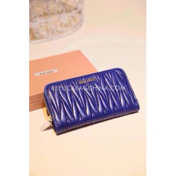 Miu Miu Purse Wallet Calfskin Blue HM09197