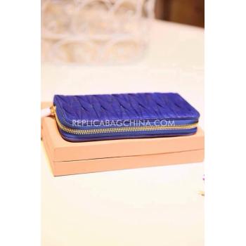 Miu Miu Purse Wallet Calfskin Blue HM09197