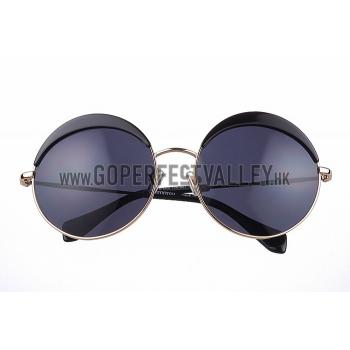 Replica Miu Miu Noir Retro Round Semi-Rimless Black Sunglasses 307887