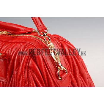 Replica Miu Miu Matelasse  Handle Large Red