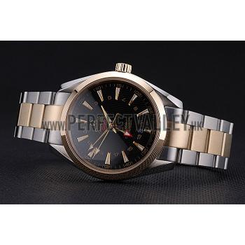 Cheap Omega Seamaster Planet Ocean GMT Black Dial Two Tone Band  622396