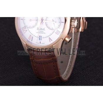 Omega DeVille Rose Gold Bezel with White Dial and Brown Leather Strap  621570