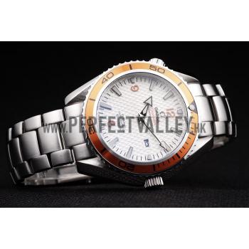 Omega Seamaster Planet Ocean Co-axial Orange Case White Dial