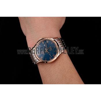 Omega De Ville Blue Dial Rose Gold Case Two Tone Bracelet 1453783