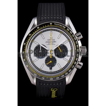 Omega Speedmaster Black Rubber Bracelet White Dial 801422