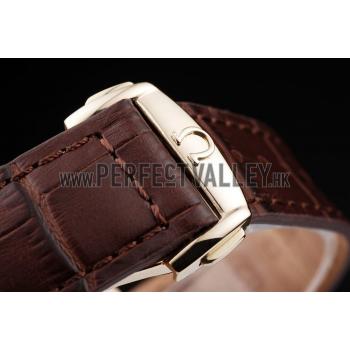 Omega Swiss Seamaster Aqua Terra Brown Strap White Striped Dial