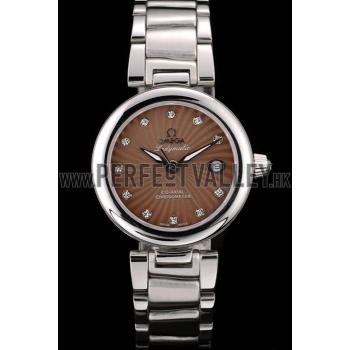 Omega DeVille Ladymatic Stainless Steel Strap Brown Dial