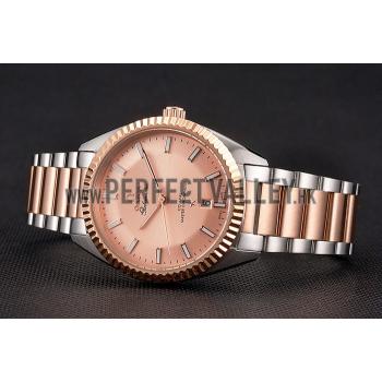 Cheap Omega Globemaster Rose Gold Dial Stainless Steel Case Rose Gold Bezel Two Tone Bracelet