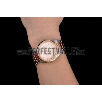 Cheap Omega Globemaster Rose Gold Dial Stainless Steel Case Rose Gold Bezel Two Tone Bracelet