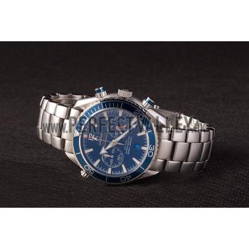 Replica Omega Seamaster Planet Ocean Blue Tachymeter Blue Dial Stainless Steel Strap 80239