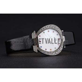 Omega Ladies Watch White Dial With Jewels Stainless Steel Case With Diamonds Case White Leather Strap  622826