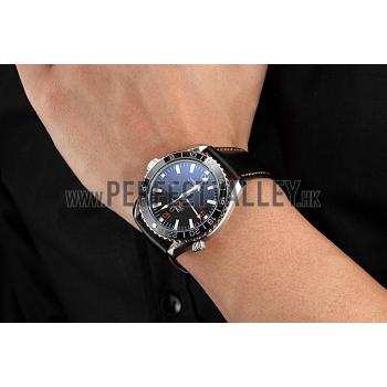 Omega Seamaster Planet Ocean GMT Black Dial Black Leather Band   622393 Replica