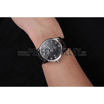 Omega DeVille Black Dial Stainless Steel Case Black Leather Strap  622829