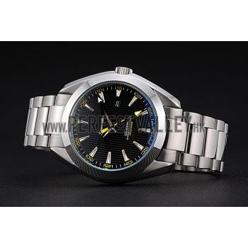 Replica Omega Seamaster Aqua Terra Black Dial Yellow Numerals Stainless Steel Bracelet  622524