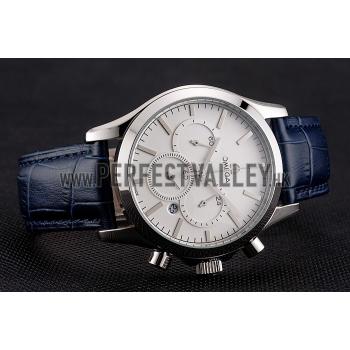 Omega Chronograph White Dial Stainless Steel Case Blue Leather Strap