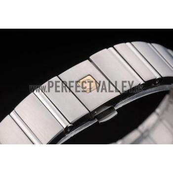 Swiss Lady Omega Constellation Crystal Encrusted Bezel Silver Radial Dial 80291