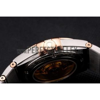 Swiss Omega Constellation White Dial Stainless Steel Case Rose Gold Bezel Two Tone Bracelet