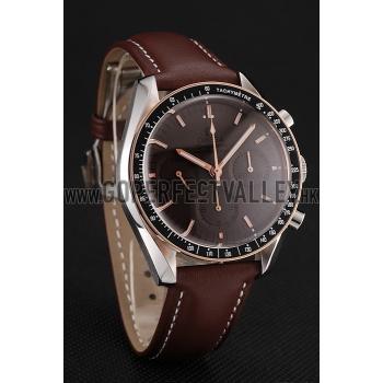 Swiss Omega Speedmaster Professional Brown Dial Gold Accents Brown Leather Bracelet 1453938