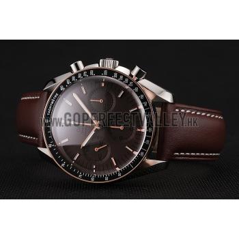 Swiss Omega Speedmaster Professional Brown Dial Gold Accents Brown Leather Bracelet 1453938