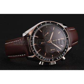 Swiss Omega Speedmaster Professional Brown Dial Gold Accents Brown Leather Bracelet 1453938