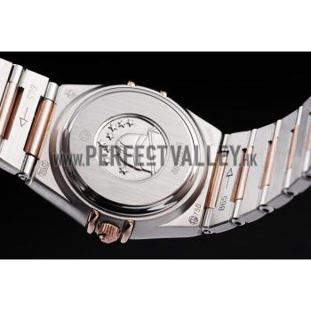 Omega Swiss Constellation Jewelry Rose Gold Case Small Radial Emblem White Dial Replica