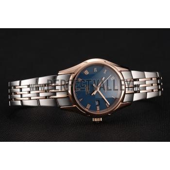 Replica Omega De Ville Ladies Blue Dial Rose Gold Case Two Tone Bracelet 1453784