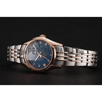 Replica Omega De Ville Ladies Blue Dial Rose Gold Case Two Tone Bracelet 1453784