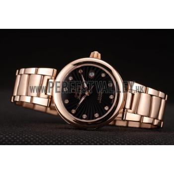 Cheap Omega DeVille Ladymatic Rose Gold Stainless Steel Strap Black Dial