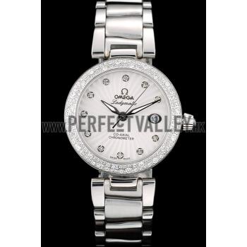 Omega DeVille Ladymatic iamond Plated Bezel White Dial