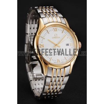 Omega De Ville White Dial Gold Case Two Tone Bracelet 1453785