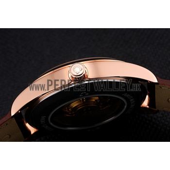 Cheap Omega Tresor Master Co-Axial Black Dial Rose Gold Case Brown Leather Strap