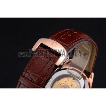 Cheap Omega Tresor Master Co-Axial Black Dial Rose Gold Case Brown Leather Strap