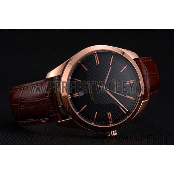 Cheap Omega Tresor Master Co-Axial Black Dial Rose Gold Case Brown Leather Strap