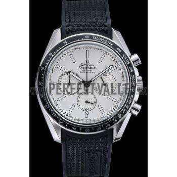 Omega Speedmaster Black Rubber Strap White Dial  622040 Replica