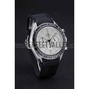 Omega Speedmaster Black Rubber Strap White Dial  622040 Replica