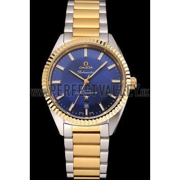 Omega  Globemaster Blue Dial Stainless Steel Case Gold Bezel Two Tone Bracelet