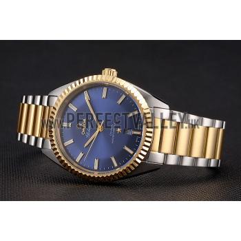 Omega  Globemaster Blue Dial Stainless Steel Case Gold Bezel Two Tone Bracelet