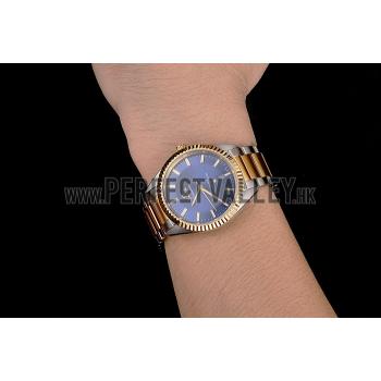 Omega  Globemaster Blue Dial Stainless Steel Case Gold Bezel Two Tone Bracelet