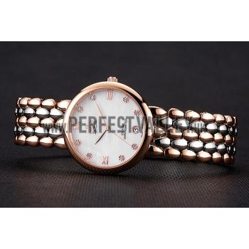 Omega De Ville Prestige White Dial With Diamonds Rose Gold Case Two Tone Bracelet