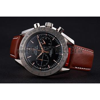 Omega Speedmaster Black Dial Stainless Steel Case Brown Leather Strap  622806