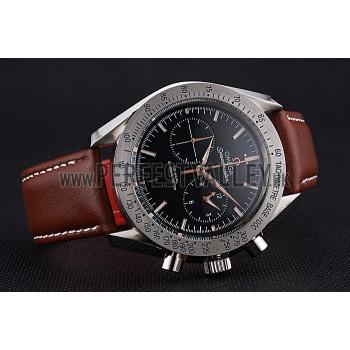 Omega Speedmaster Black Dial Stainless Steel Case Brown Leather Strap  622806