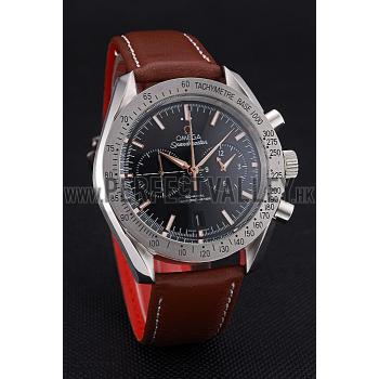 Omega Speedmaster Black Dial Stainless Steel Case Brown Leather Strap  622806