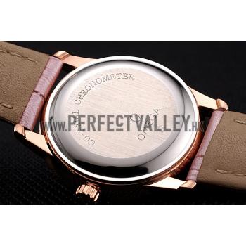 Omega De Ville Prestige Small Seconds White Dial Diamond Bezel Rose Gold Case Pink Leather Strap