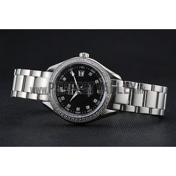 Omega Seamaster Aqua Terra Black Dial Diamond Case Stainless Steel Bracelet  622449 Replica