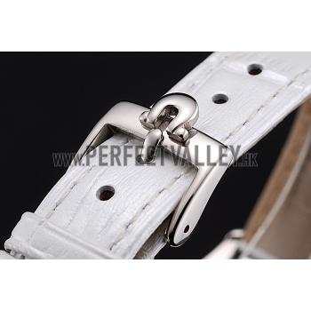 Replica Omega De Ville Prestige Small Seconds White Dial Diamond Bezel Stainless Steel Case White Leather Strap