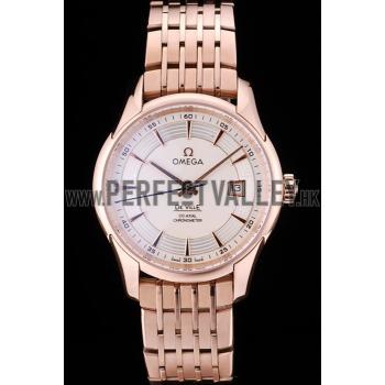 Omega Swiss DeVille Rose Gold Bezel White Dial 7603