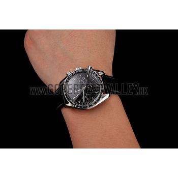 Cheap Swiss Omega Speedmaster Professional Black Dial Black Leather Bracelet 1453936